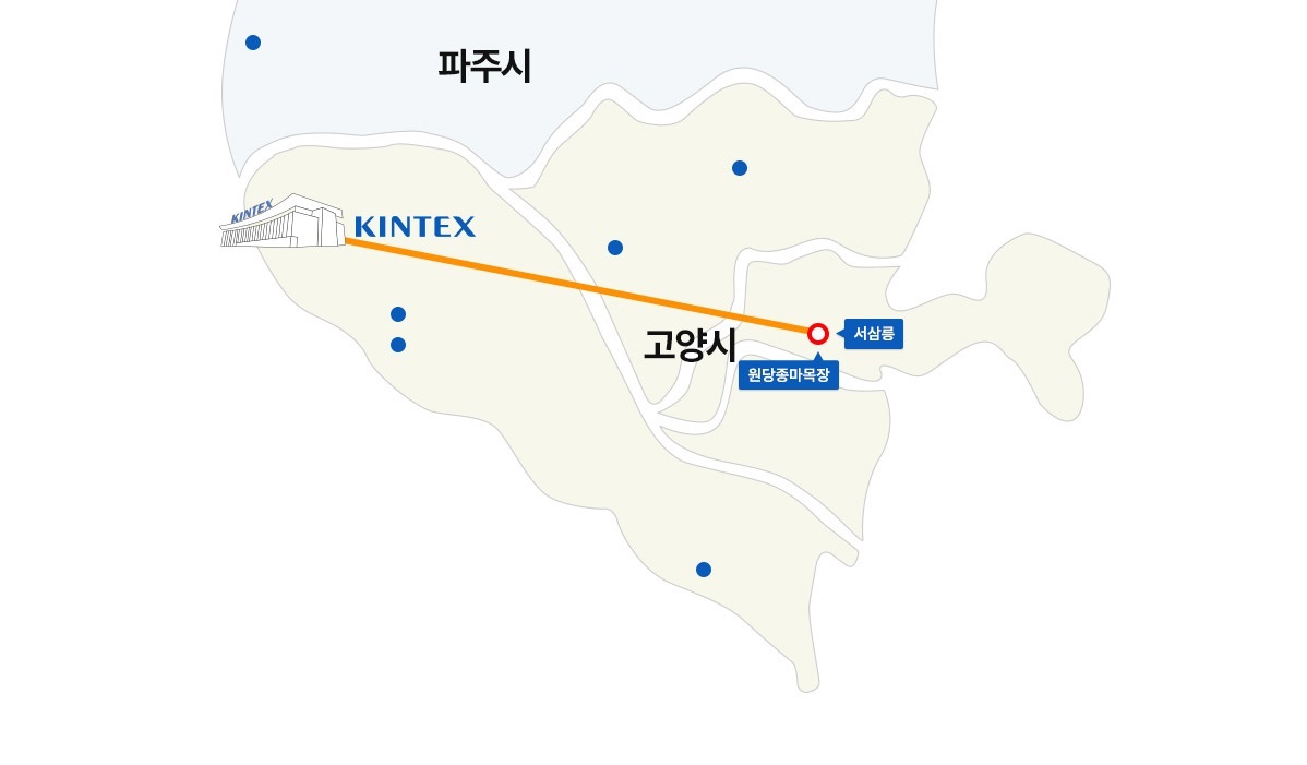 킨텍스 주변 광광지 서삼릉, 원당종마목장, 지도위치이미지